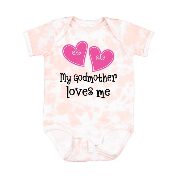 Inktastic My Godmother Loves Me Hearts Girls Baby Bodysuit