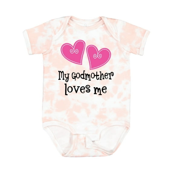 Inktastic My Godmother Loves Me Hearts Girls Baby Bodysuit