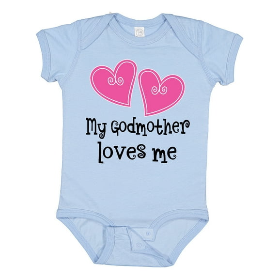 Inktastic My Godmother Loves Me Hearts Girls Baby Bodysuit