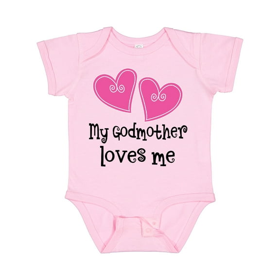 Inktastic My Godmother Loves Me Hearts Girls Baby Bodysuit