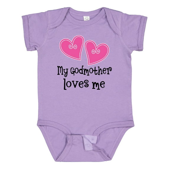 Inktastic My Godmother Loves Me Hearts Girls Baby Bodysuit