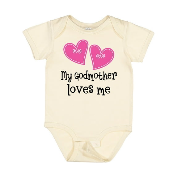 Inktastic My Godmother Loves Me Hearts Girls Baby Bodysuit