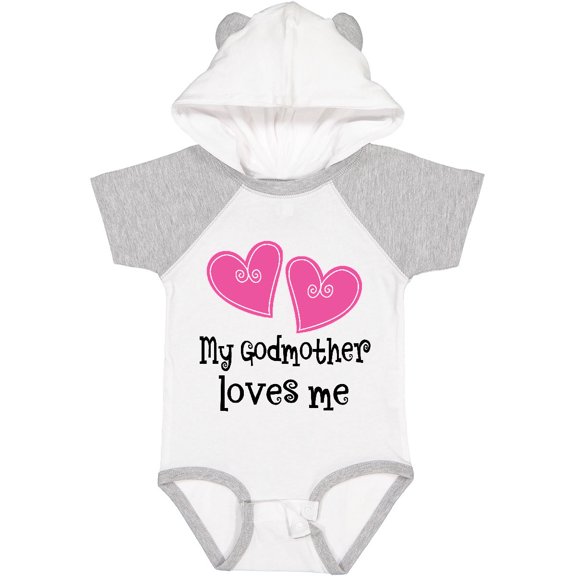 Inktastic My Godmother Loves Me Hearts Girls Baby Bodysuit