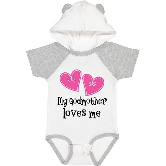 Inktastic My Godmother Loves Me Hearts Girls Baby Bodysuit