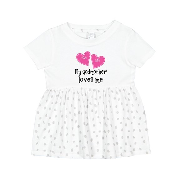 Inktastic My Godmother Loves Me Hearts Girls Baby Dress