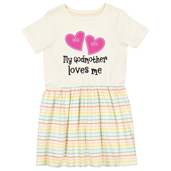 Inktastic My Godmother Loves Me Hearts Girls Toddler Dress