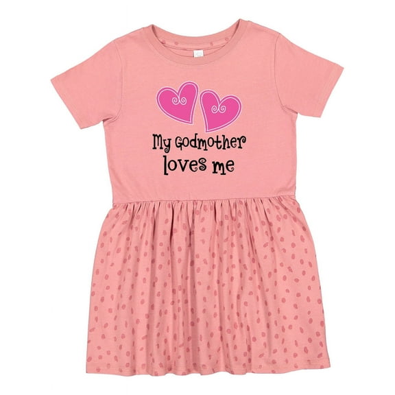 Inktastic My Godmother Loves Me Hearts Girls Toddler Dress
