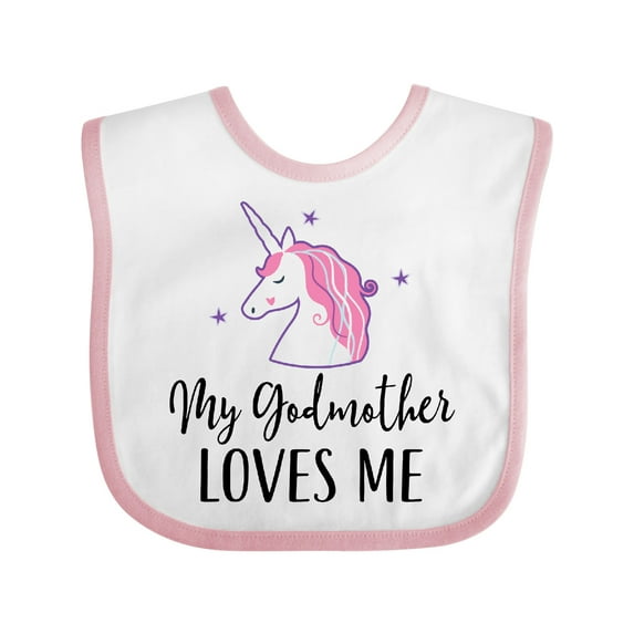 Inktastic My Godmother Loves Me Unicorn Girls Baby Bib