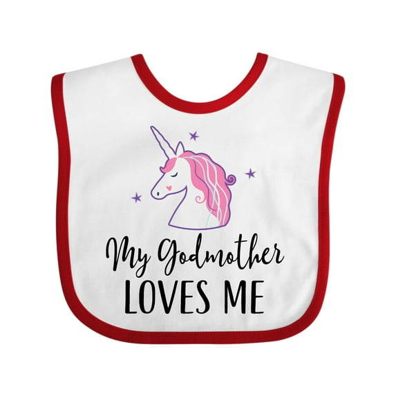 Inktastic My Godmother Loves Me Unicorn Girls Baby Bib