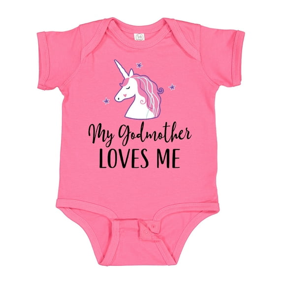 Inktastic My Godmother Loves Me Unicorn Girls Baby Bodysuit