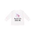 thumbnail image 1 of Inktastic My Godmother Loves Me Unicorn Girls Long Sleeve Toddler T-Shirt, 1 of 5