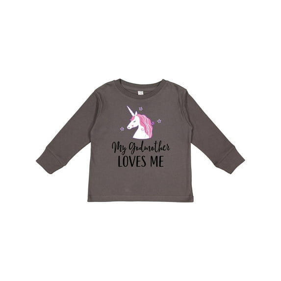 Inktastic My Godmother Loves Me Unicorn Girls Long Sleeve Toddler T-Shirt