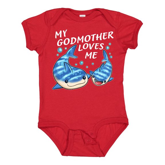 Inktastic My Godmother Loves Me- Whale Shark Boys or Girls Baby Bodysuit