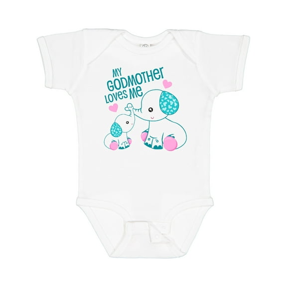 Inktastic My Godmother Loves Me-cute Elephants Boys or Girls Baby Bodysuit