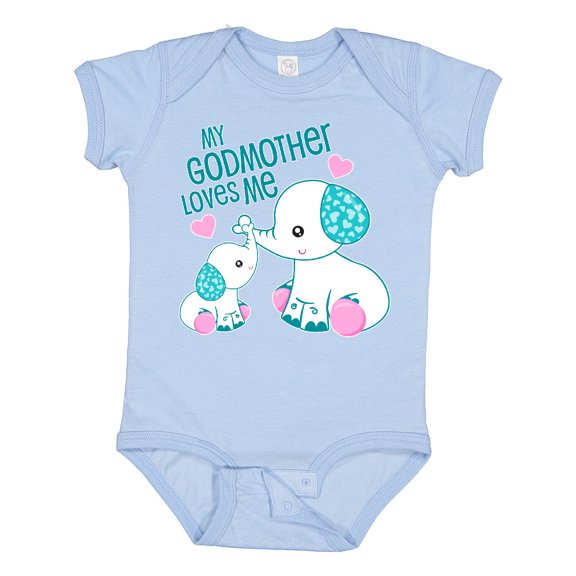 Inktastic My Godmother Loves Me-cute Elephants Boys or Girls Baby Bodysuit