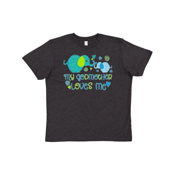Inktastic My Godmother Loves Me- cute elephants Youth T-Shirt