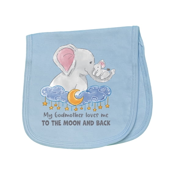Inktastic My Godmother Loves Me to the Moon and Back Elephant Family Baby Burp Cloth