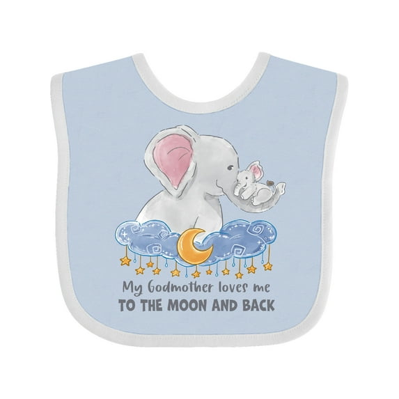 Inktastic My Godmother Loves Me to the Moon and Back Elephant Family Boys or Girls Baby Bib