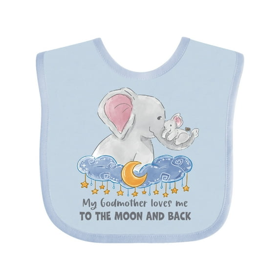 Inktastic My Godmother Loves Me to the Moon and Back Elephant Family Boys or Girls Baby Bib