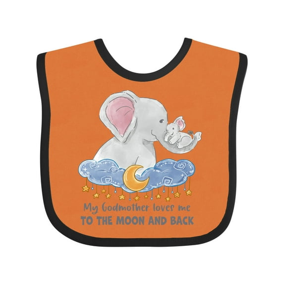 Inktastic My Godmother Loves Me to the Moon and Back Elephant Family Boys or Girls Baby Bib