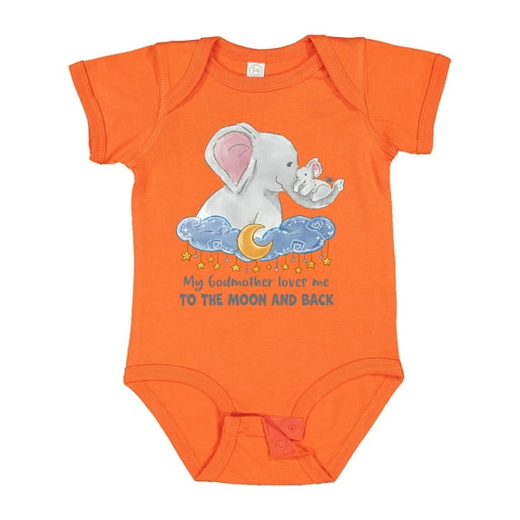 Inktastic My Godmother Loves Me to the Moon and Back Elephant Family Boys or Girls Baby Bodysuit