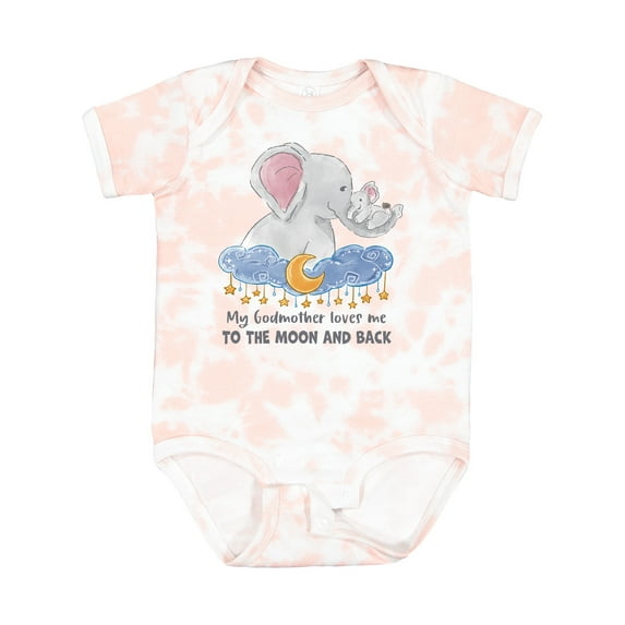 Inktastic My Godmother Loves Me to the Moon and Back Elephant Family Boys or Girls Baby Bodysuit