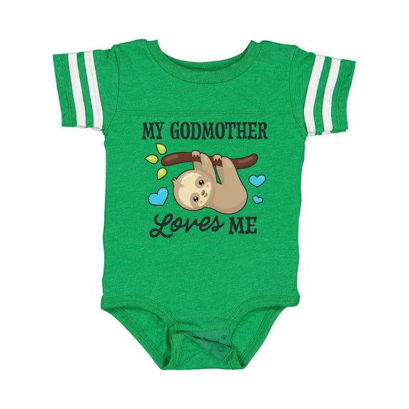 Inktastic My Godmother Loves Me with Sloth and Hearts Boys or Girls Baby Bodysuit