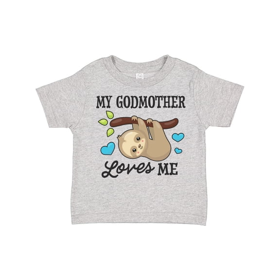 Inktastic My Godmother Loves Me with Sloth and Hearts Boys or Girls Toddler T-Shirt