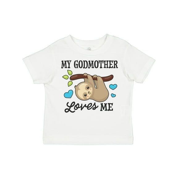 Inktastic My Godmother Loves Me with Sloth and Hearts Boys or Girls Toddler T-Shirt