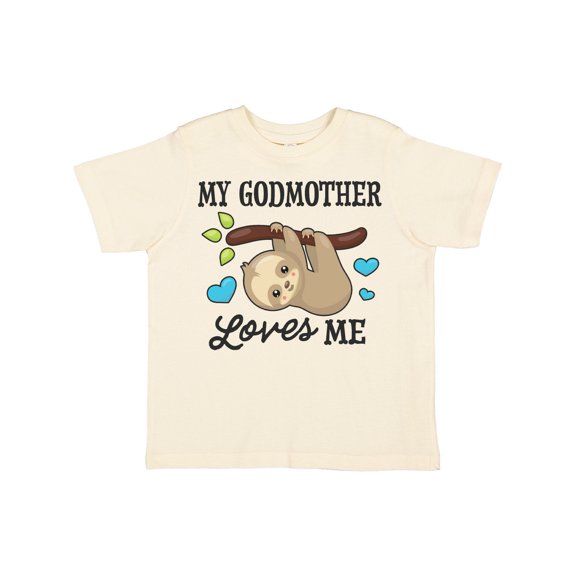 Inktastic My Godmother Loves Me with Sloth and Hearts Boys or Girls Toddler T-Shirt