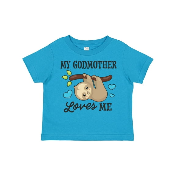 Inktastic My Godmother Loves Me with Sloth and Hearts Boys or Girls Toddler T-Shirt