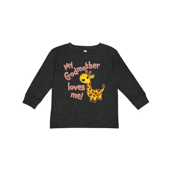 Inktastic My Godmother Loves me- cute giraffe Boys or Girls Long Sleeve Toddler T-Shirt