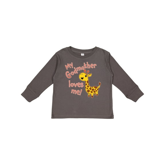 Inktastic My Godmother Loves me- cute giraffe Boys or Girls Long Sleeve Toddler T-Shirt
