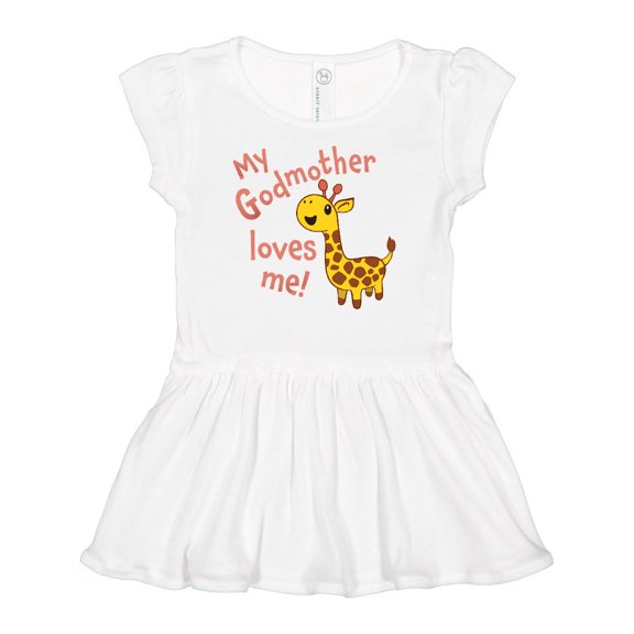 Inktastic My Godmother Loves me- cute giraffe Girls Baby Dress