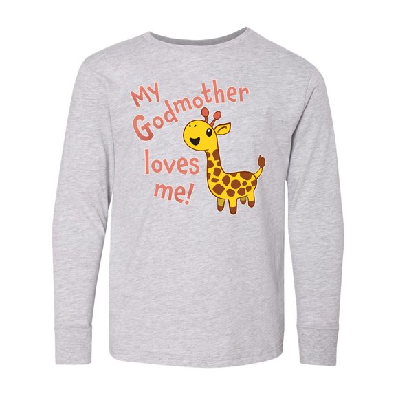 Inktastic My Godmother Loves me- cute giraffe Long Sleeve Youth T-Shirt
