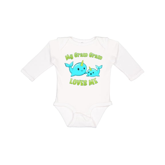 Inktastic My Gram Gram loves me- cute narwhal Boys or Girls Long Sleeve Baby Bodysuit