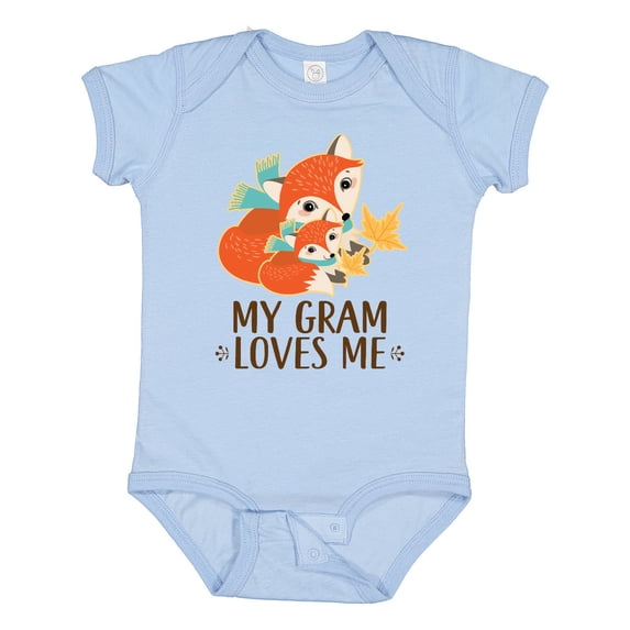 Inktastic My Gram Loves Me Fox Grandchild Boys or Girls Baby Bodysuit
