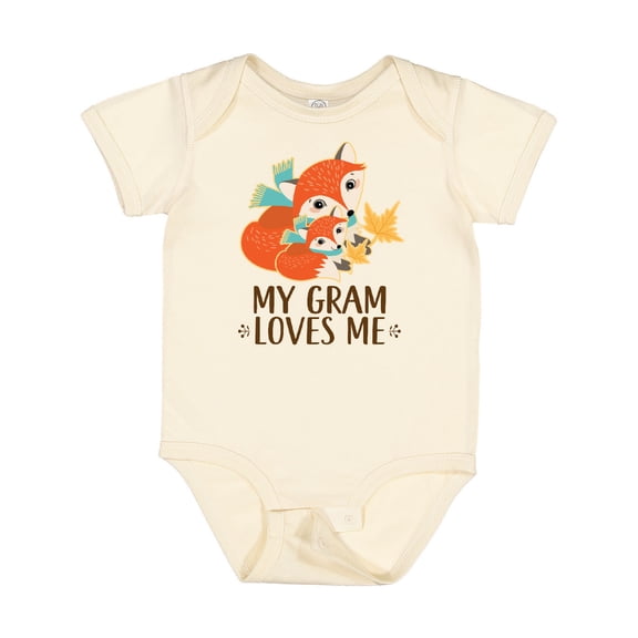 Inktastic My Gram Loves Me Fox Grandchild Boys or Girls Baby Bodysuit