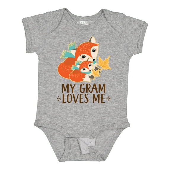 Inktastic My Gram Loves Me Fox Grandchild Boys or Girls Baby Bodysuit