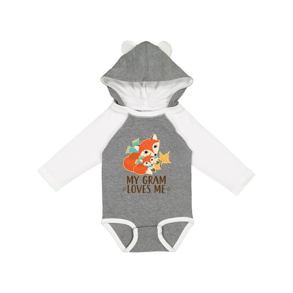 Inktastic My Gram Loves Me Fox Grandchild Boys or Girls Long Sleeve Baby Bodysuit