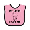 thumbnail image 1 of Inktastic My Gram Loves Me Girls Cat Girls Baby Bib, 1 of 4
