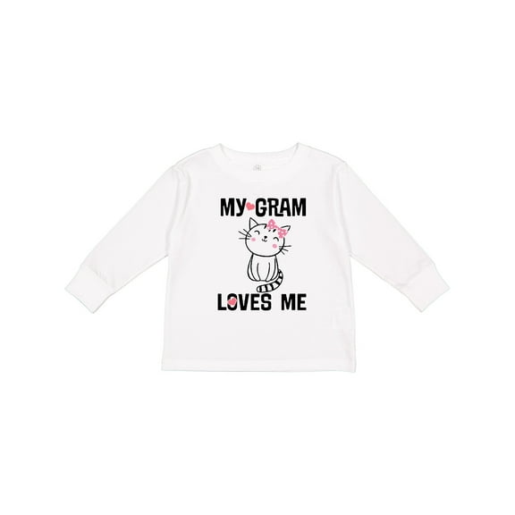 Inktastic My Gram Loves Me Girls Cat Girls Long Sleeve Toddler T-Shirt
