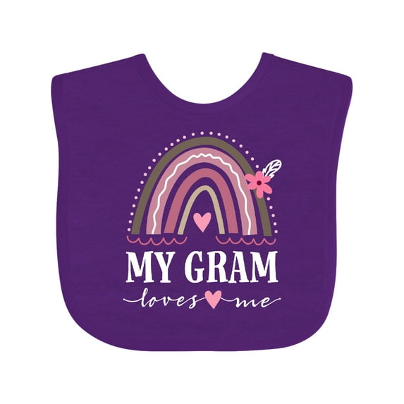 Inktastic My Gram Loves Me Rainbow Girls Baby Bib