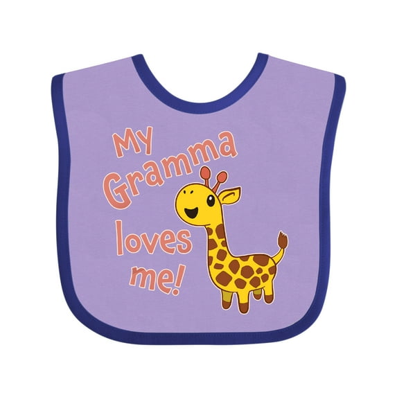 Inktastic My Gramma Loves Me- Cute Giraffe Boys or Girls Baby Bib