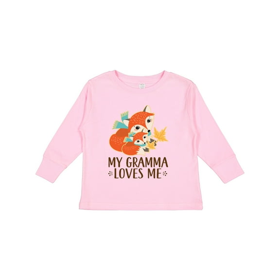 Inktastic My Gramma Loves Me Fox Gift Boys or Girls Long Sleeve Toddler T-Shirt