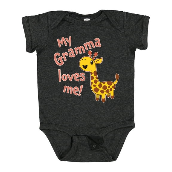 Inktastic My Gramma Loves me- cute giraffe Boys or Girls Baby Bodysuit