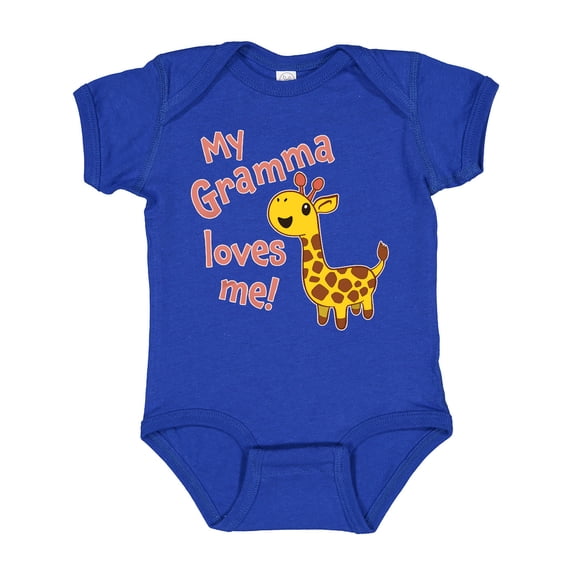 Inktastic My Gramma Loves me- cute giraffe Boys or Girls Baby Bodysuit