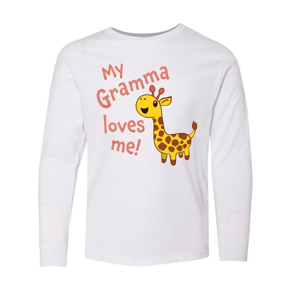 Inktastic My Gramma Loves me- cute giraffe Long Sleeve Youth T-Shirt