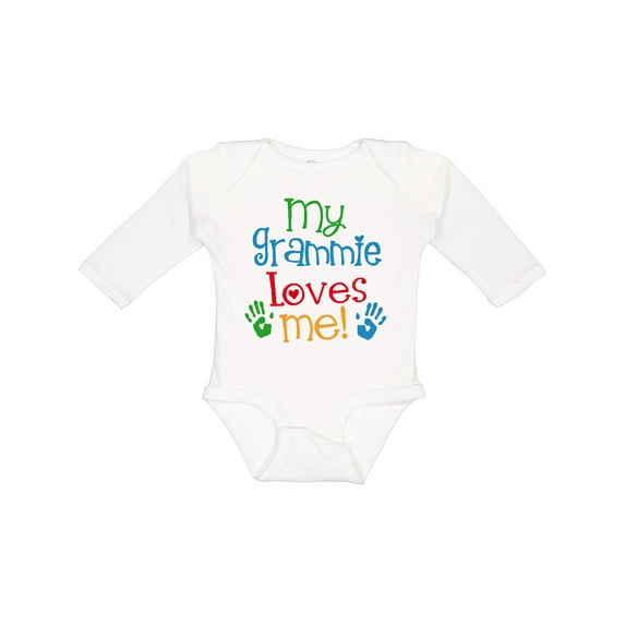 Inktastic My Grammie Loves Me Boys or Girls Long Sleeve Baby Bodysuit