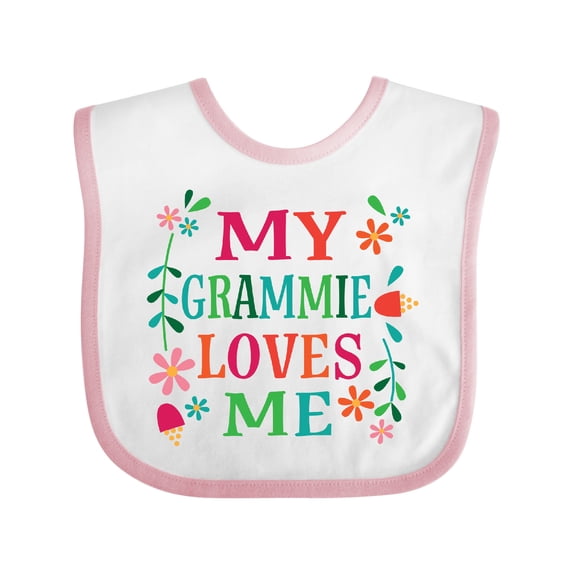 Inktastic My Grammie Loves Me Girl Grandchild Girls Baby Bib